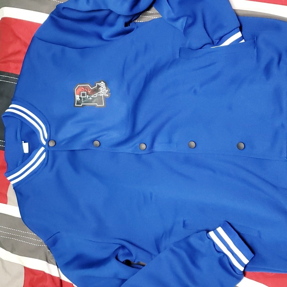 Hope Never Dies Recovery Rich Clothing baseball/Varsity jacket. Blue and white.